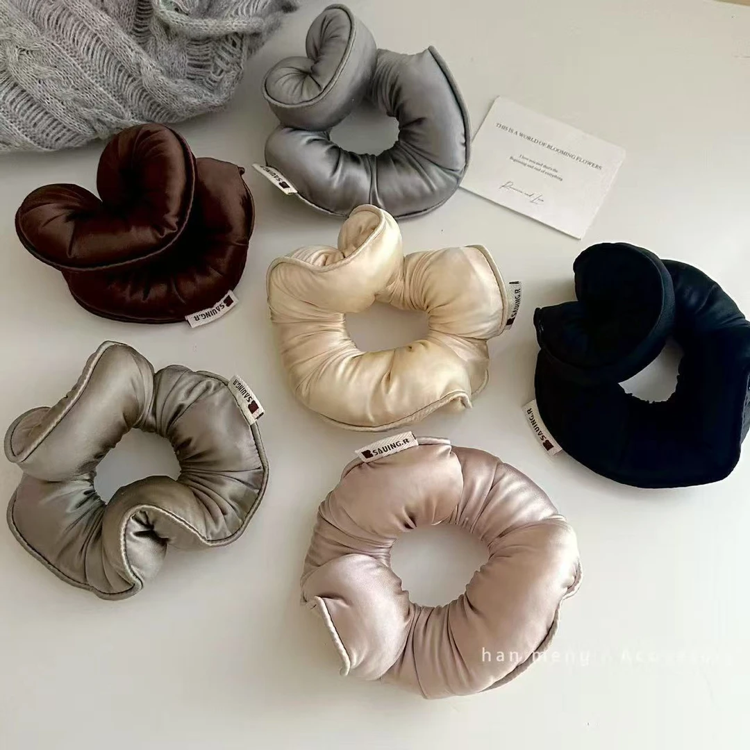 早秋法式柔软立体大肠发圈百搭简约纯色头绳低马尾发圈头饰发饰女