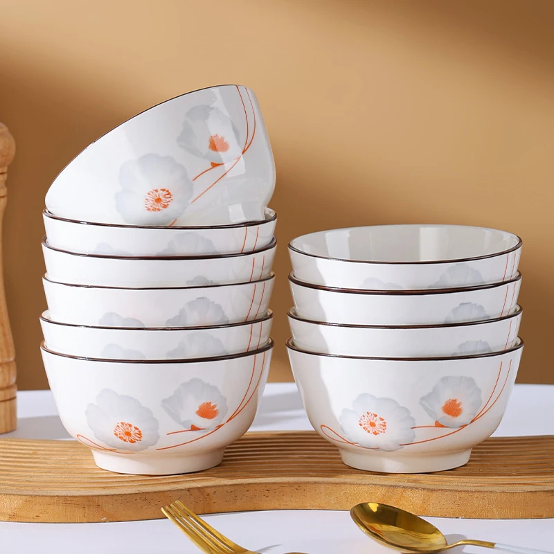 经典岁月静好5英寸10个装家用陶瓷碗吃饭碗套装釉下彩防烫餐具
