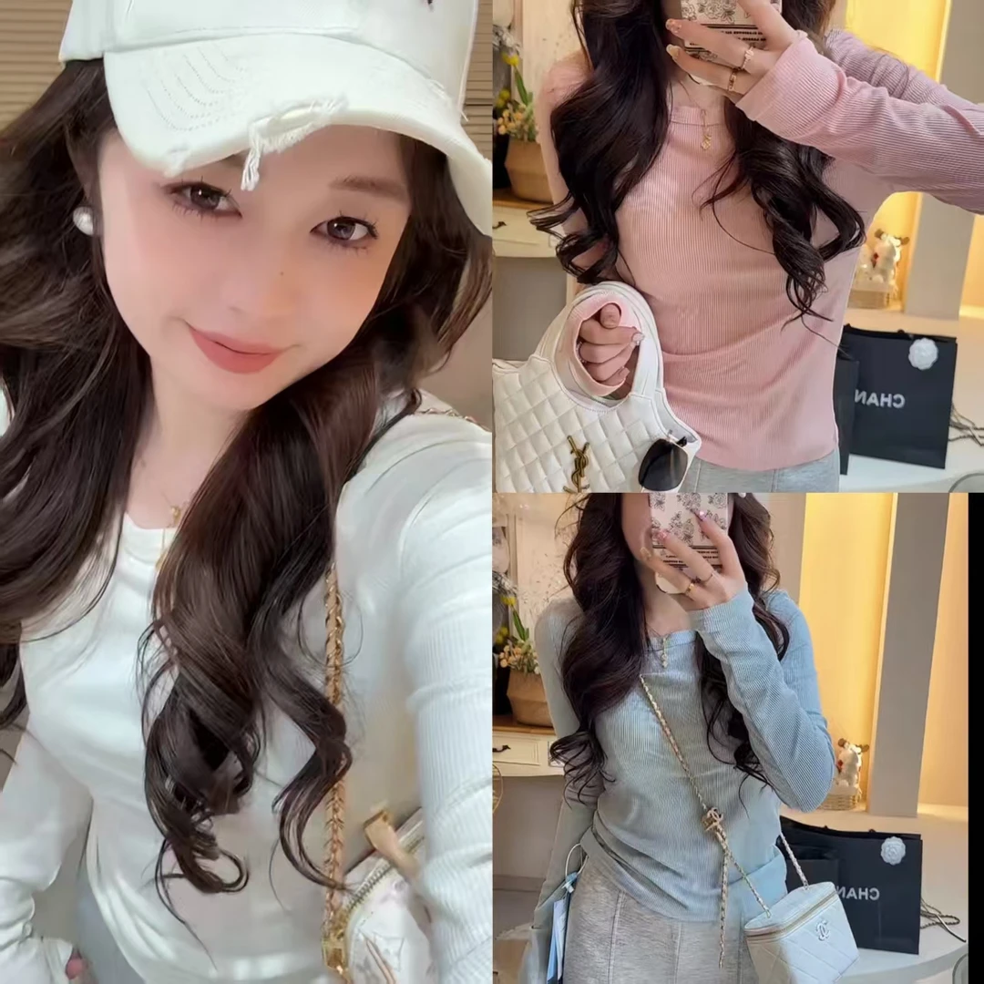 4040【纯情女大】月月自制慵懒风打底上衣