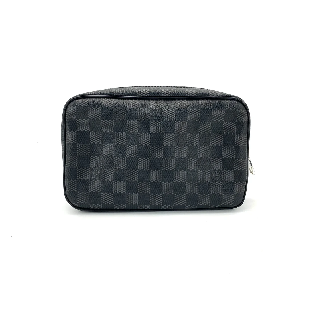 99新 LouisVuitton/路易威登 黑棋盘格大号洗漱手拿包  尺寸26/17
