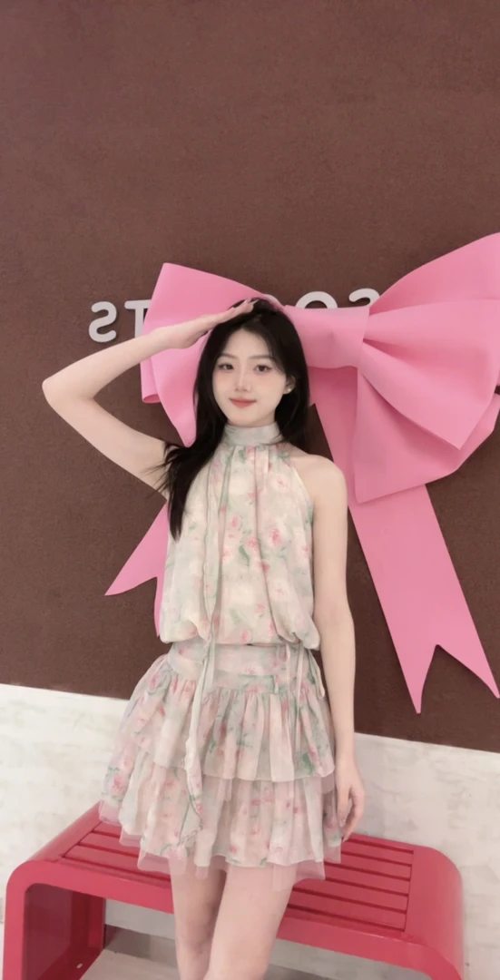 COCO YVONNE辣妹夏季挂脖印花无袖甜美气质连衣裙ins两件套纯欲