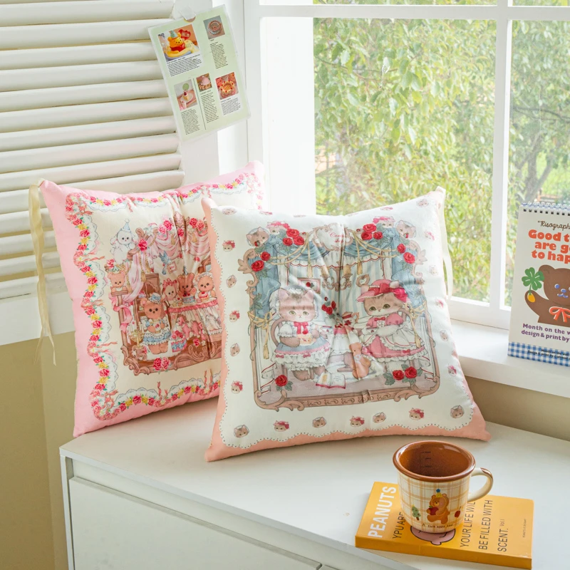 卡通坐垫防滑垫子椅子家用创意加厚地垫子绑带座垫加厚软抱枕靠垫