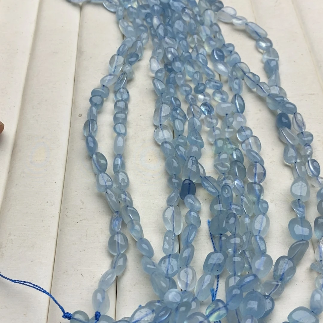 玛瑙/玉髓合金珠宝半成品一条天然海蓝宝糖豆随行mm