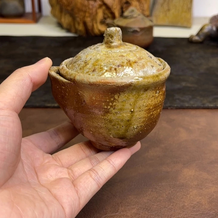 备前烧作品藤原启，有修有掉皮有线