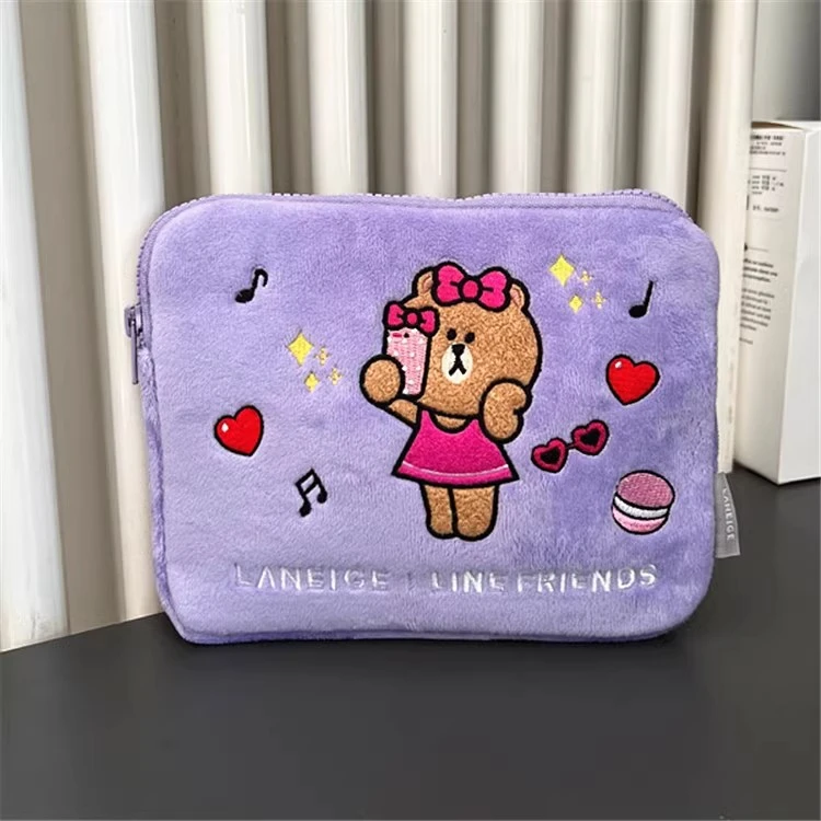 zx155兰紫色绒毛化妆包可爱小熊限量版收纳包手拿包幼儿园送礼