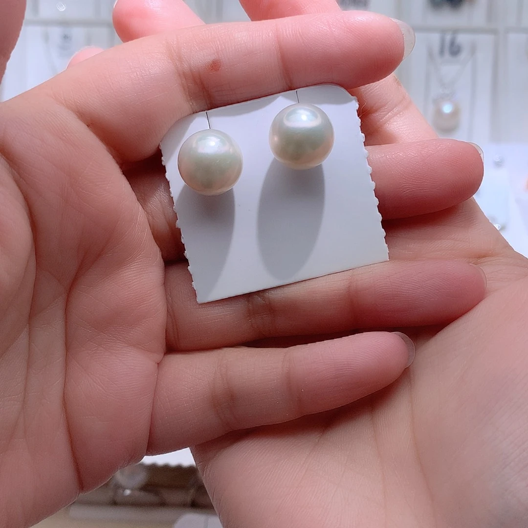 耳饰淡水珍珠银S925镶嵌CC12.3mm