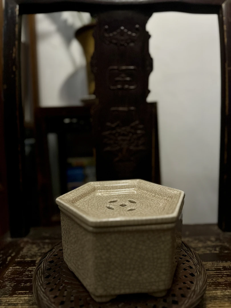 六角漳窑开片茶池
