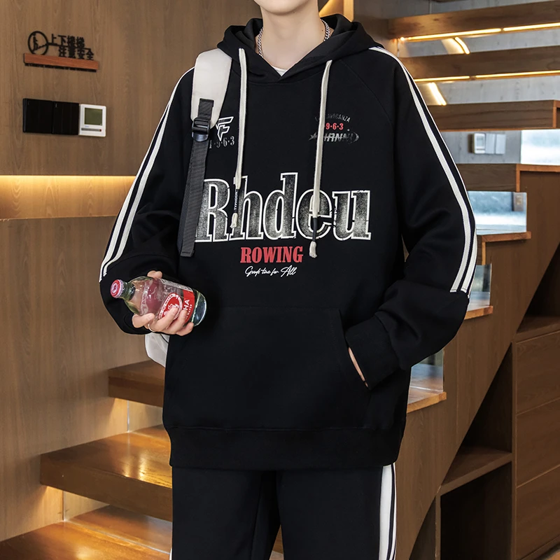 URSBOB秋装长袖卫衣男士2025新款打底衫青少年学生印花字母上衣潮