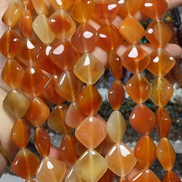 玛瑙/玉髓未镶嵌珠宝半成品糖心玛瑙卡20mm一条