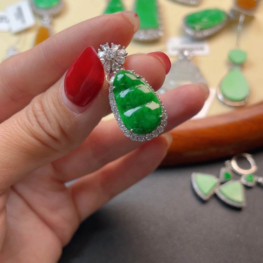 翡翠吊坠(不含链)银S925镶嵌