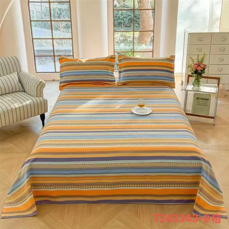 【波西米亚】加厚轻奢正宗老粗布亲肤双人大床单2.4×2.4四季款