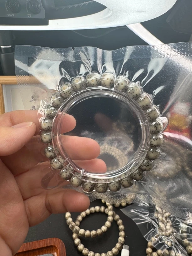 星月单圈，月朗星稀款，石玉料同枝果8*9mm