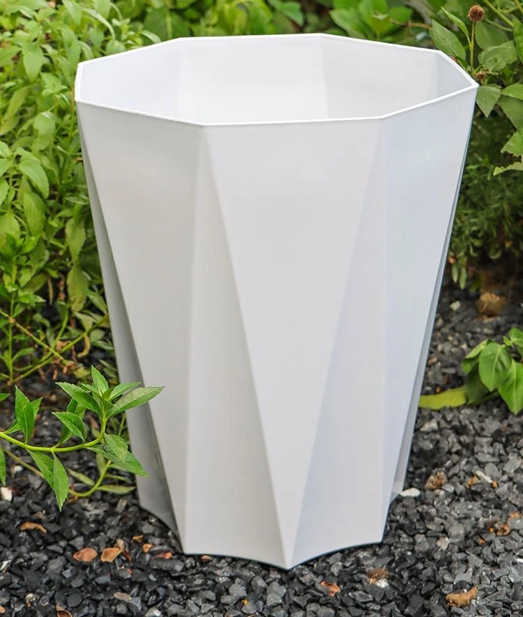 玉香妃白色展示花盆棱角盆结实耐用150带托盘*2