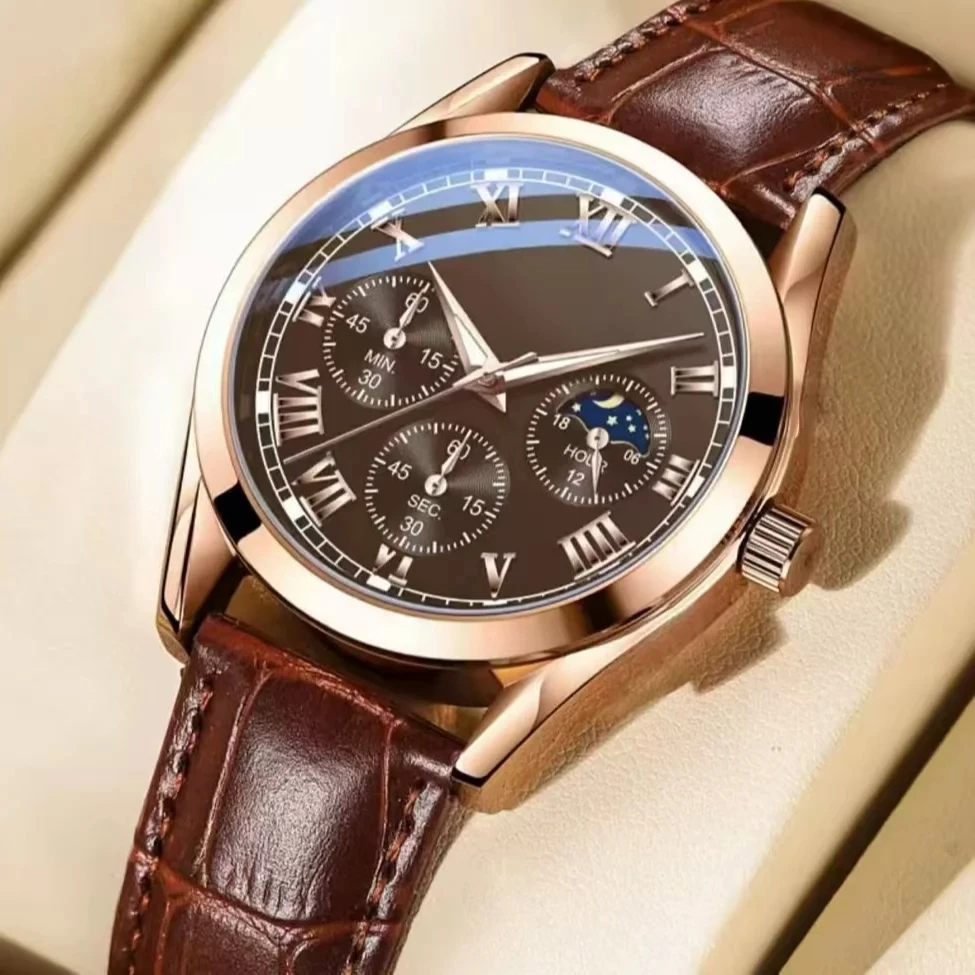 【今日福利】正品高档商务腕金武士皮带石英男表