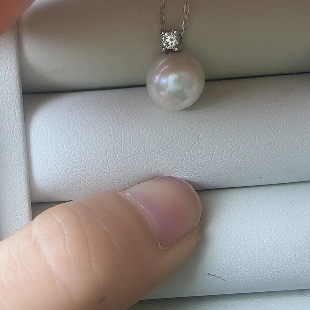 淡水珍珠银S925镶嵌颈饰9～10戴妃