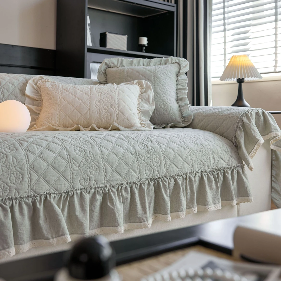 【棉麻】2025新品沙发垫高档素雅垂边加厚亚麻抗皱防滑坐垫全盖套罩