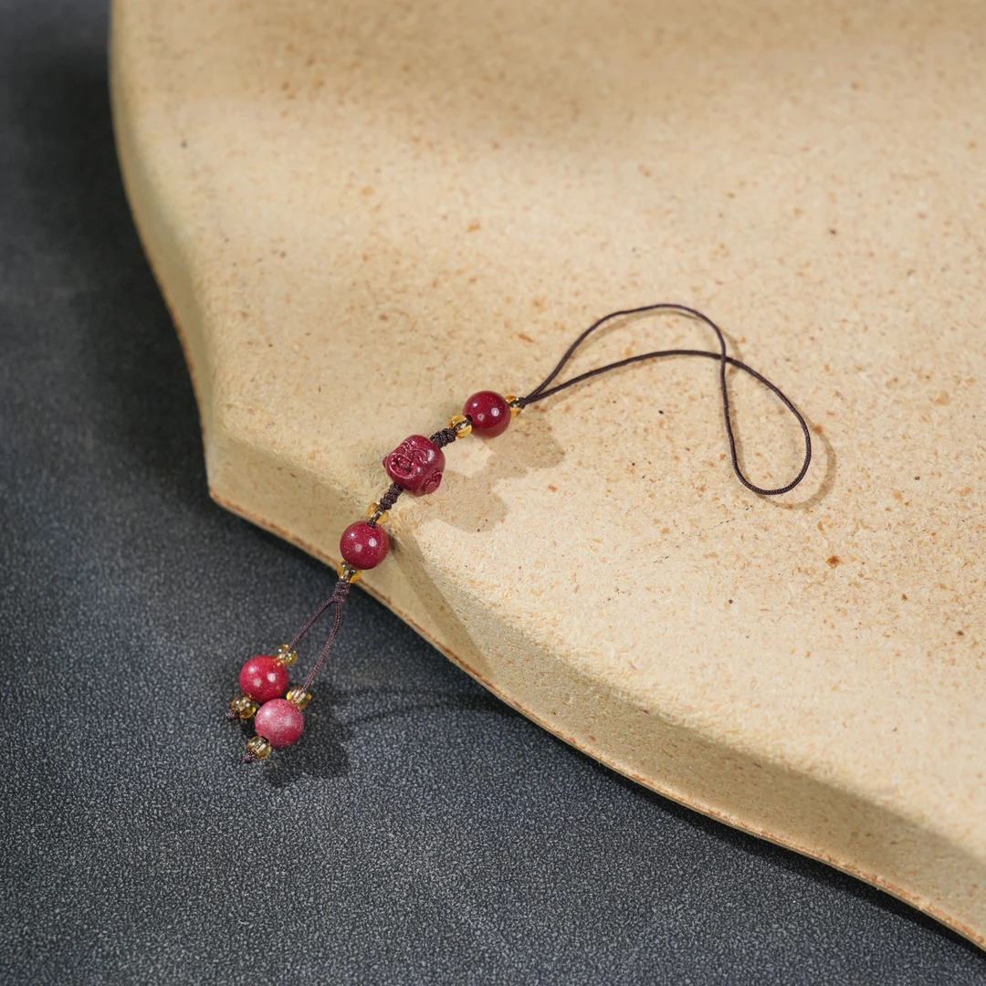 含辰砂工艺品【小雪臻选】朱砂手机挂-未镶嵌-GZ1-BZH5