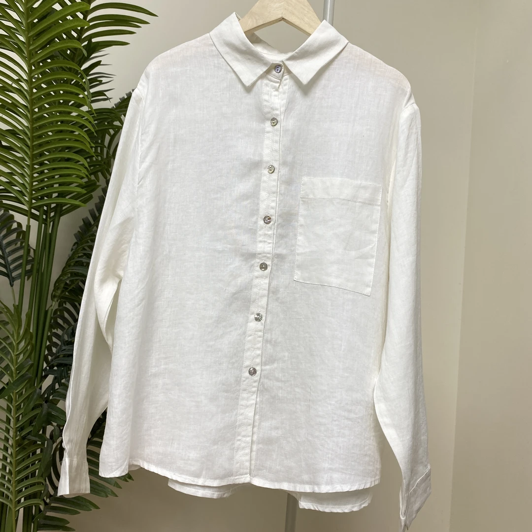 【汉麻翻领大口袋门襟竖线衬衫】3974