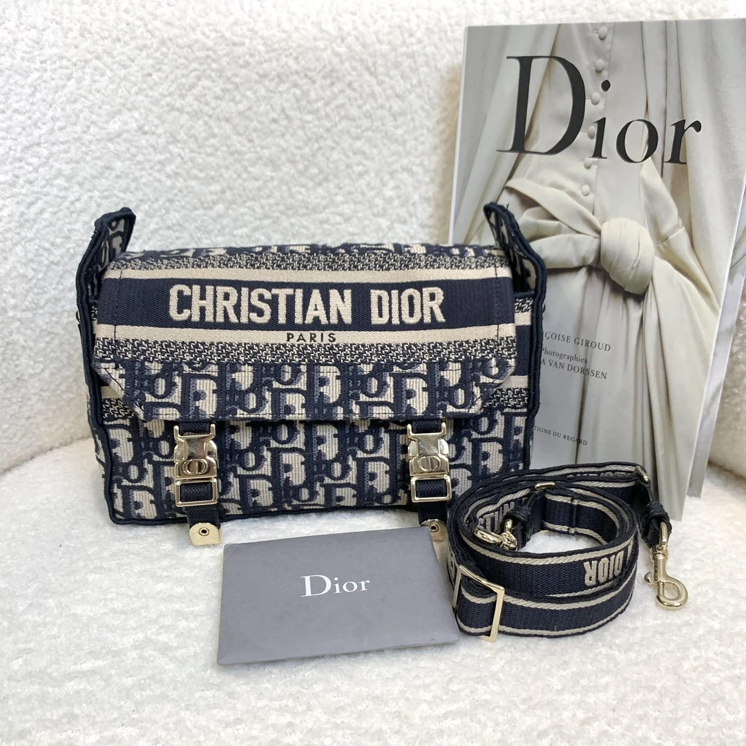 99新 DIOR/迪奥 壹臻/小号 老花刺绣Camp邮差包/22921339