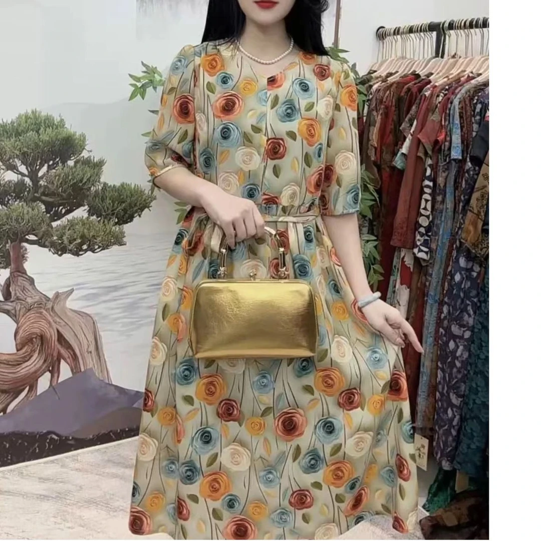 1233-30新款舒适时尚印花连衣裙