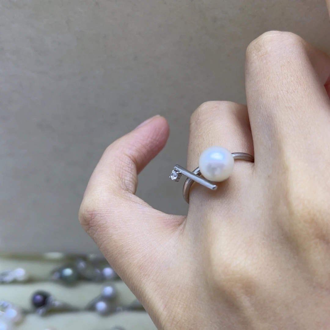 银S925镶嵌淡水珍珠戒指
