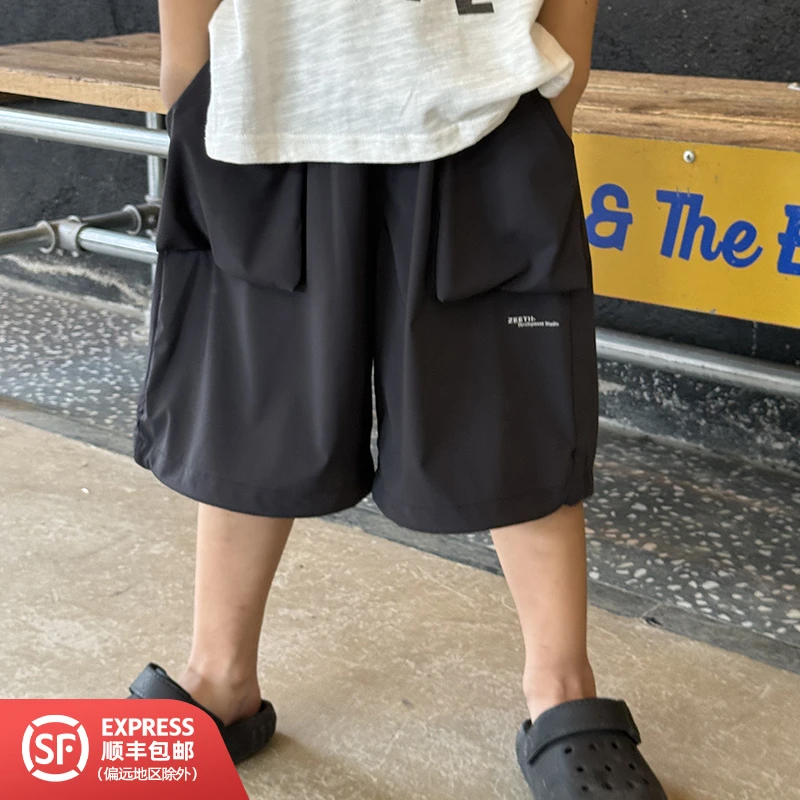 253348儿童夏季简约潮流宽松百搭时尚百搭纯色五分休闲中裤