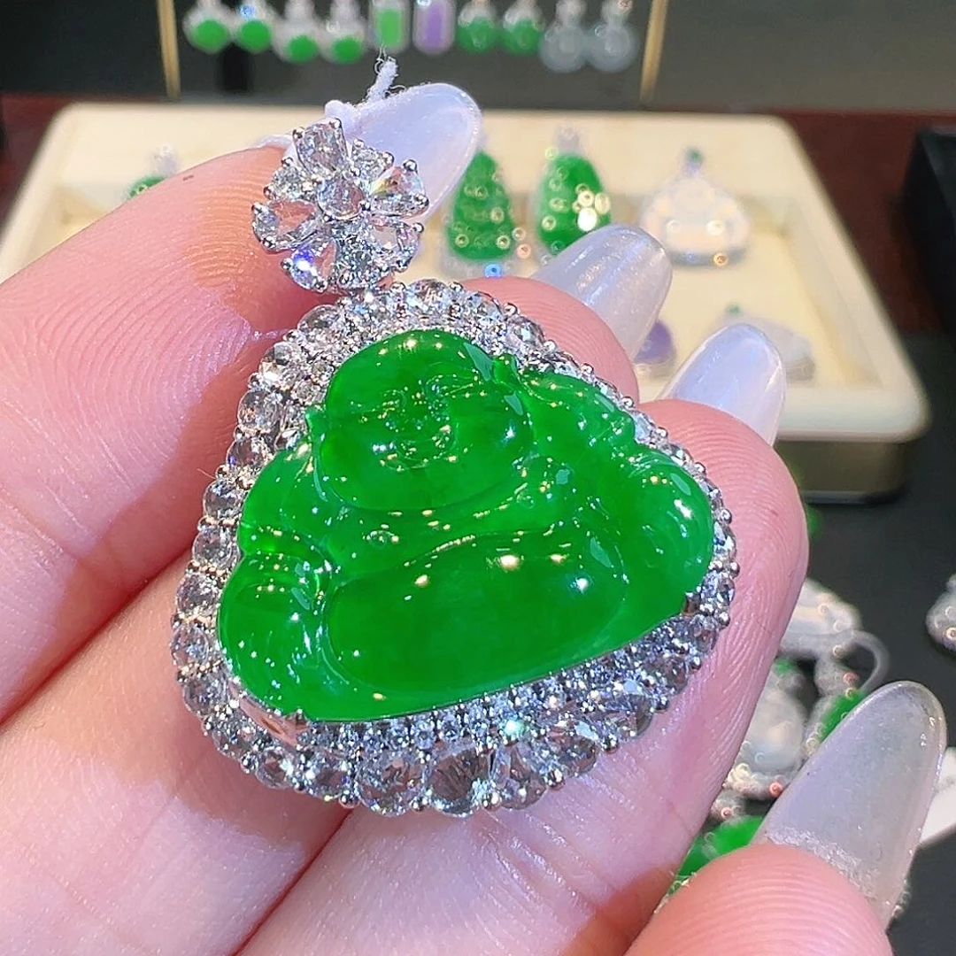 翡翠吊坠(不含链)18K金镶嵌翡翠