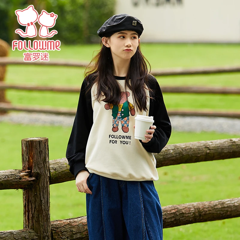 富罗迷女童春款少女装春季青少年百搭时尚上衣卫衣FD3C8774Z