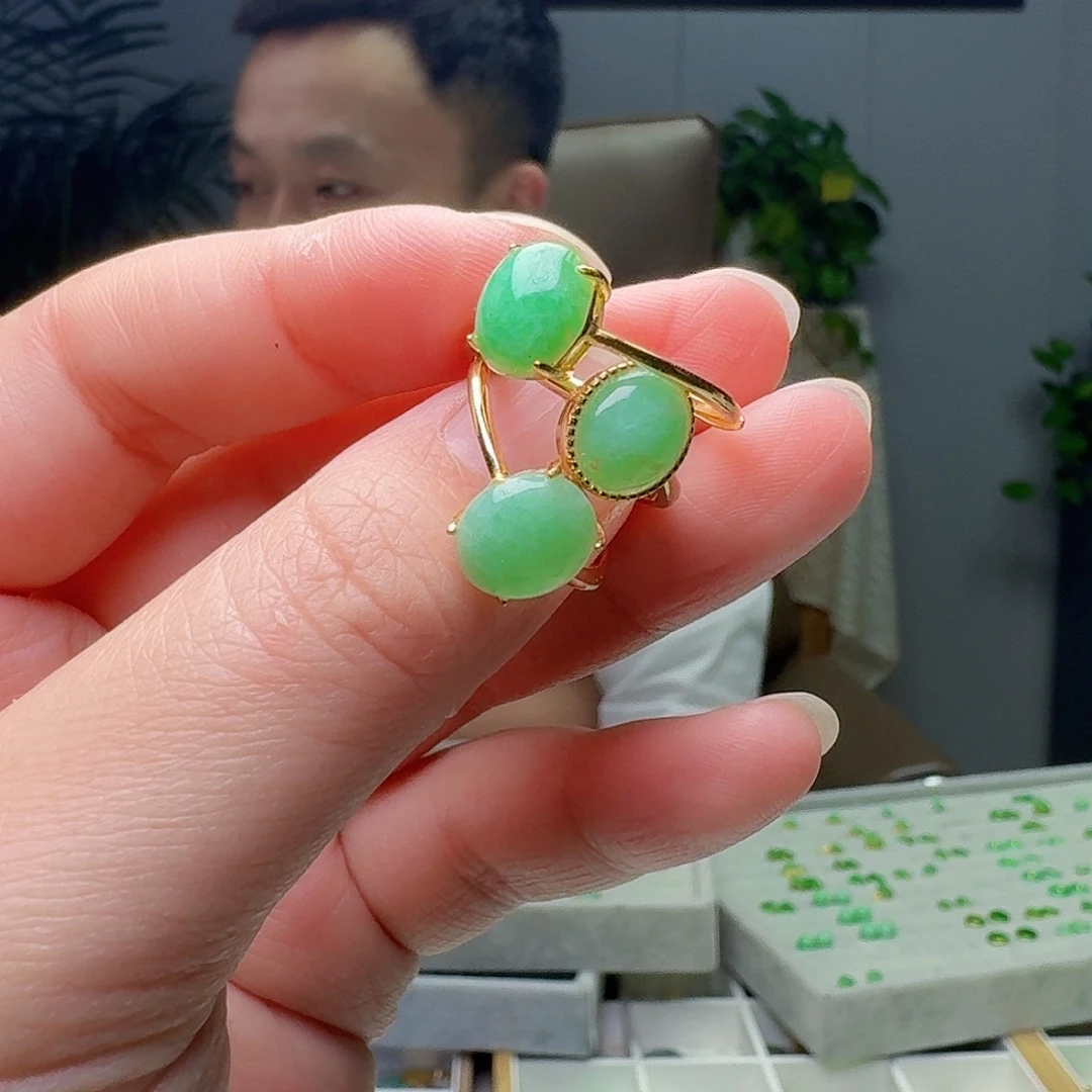 翡翠银S925镶嵌戒指多样性发货其一