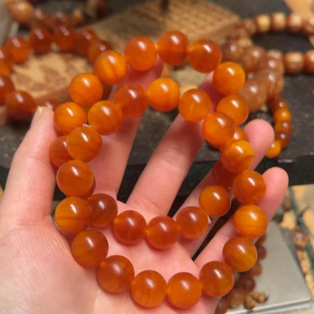 风***起松木（琥珀木）手串/手链1.3包浆手持36颗