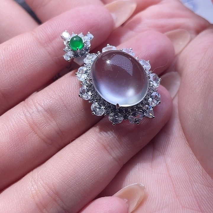 三****石英质玉银S925镶嵌颈饰