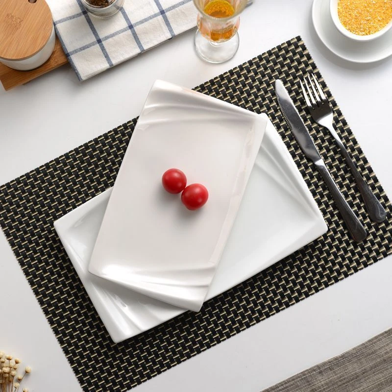 创意西餐盘子纯白牛排盘子家用菜盘方盘网红碟子平盘陶瓷西式餐具