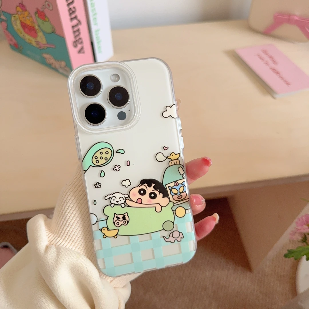 手机壳iPhone16适用苹果可爱15卡通蜡笔小新情侣全包简约13保护壳