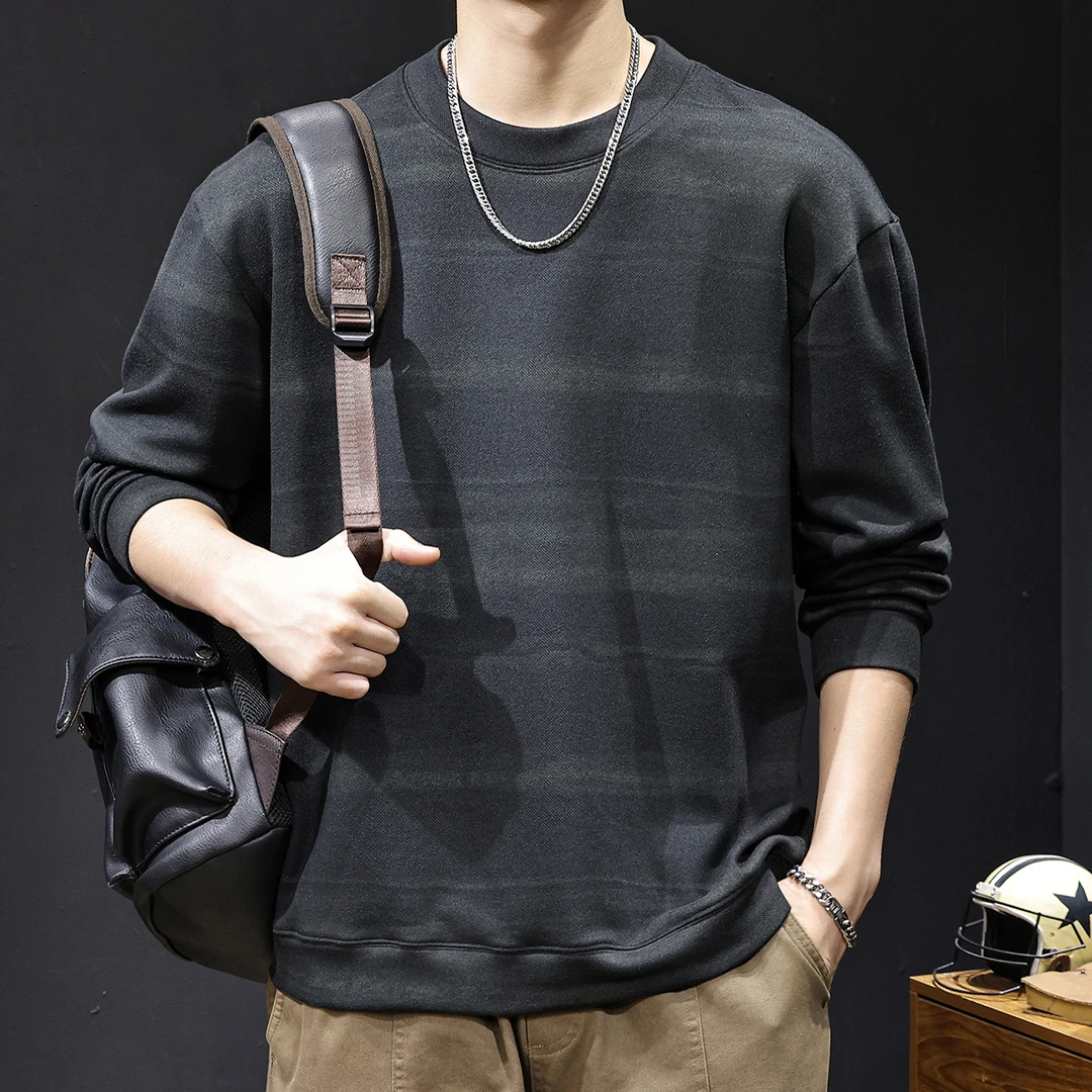 MR.MUDI/穆迪先生长袖t恤秋季男生圆领宽松柔软舒适打底衫春秋款