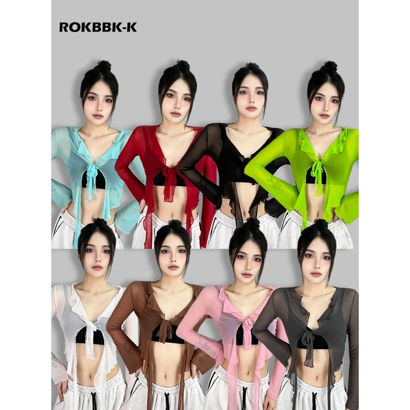 街舞潮牌爵士hiphop修身跳舞上衣女休闲运动服装