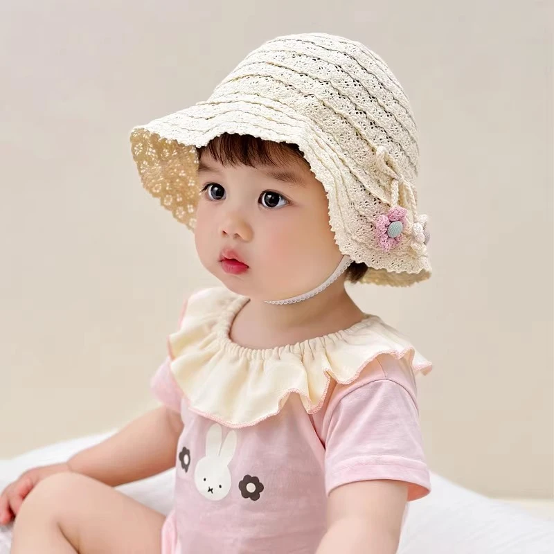 女宝宝遮阳帽子夏季薄款甜美婴儿防晒帽儿童渔夫帽透气洋气太阳帽