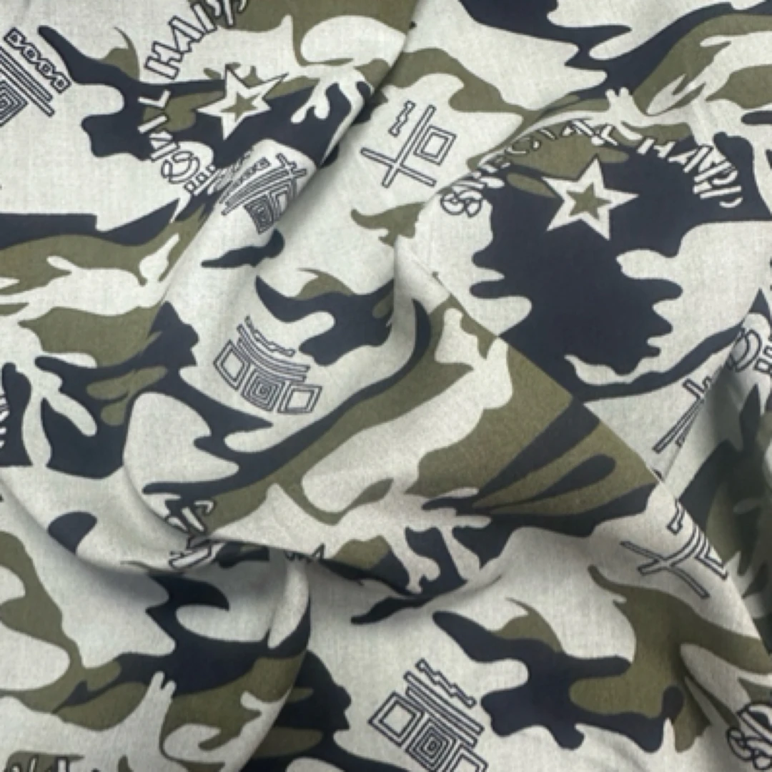 夏季儿童卡通棉布料迷彩卡通布料人造棉绸布料睡衣家居服布料