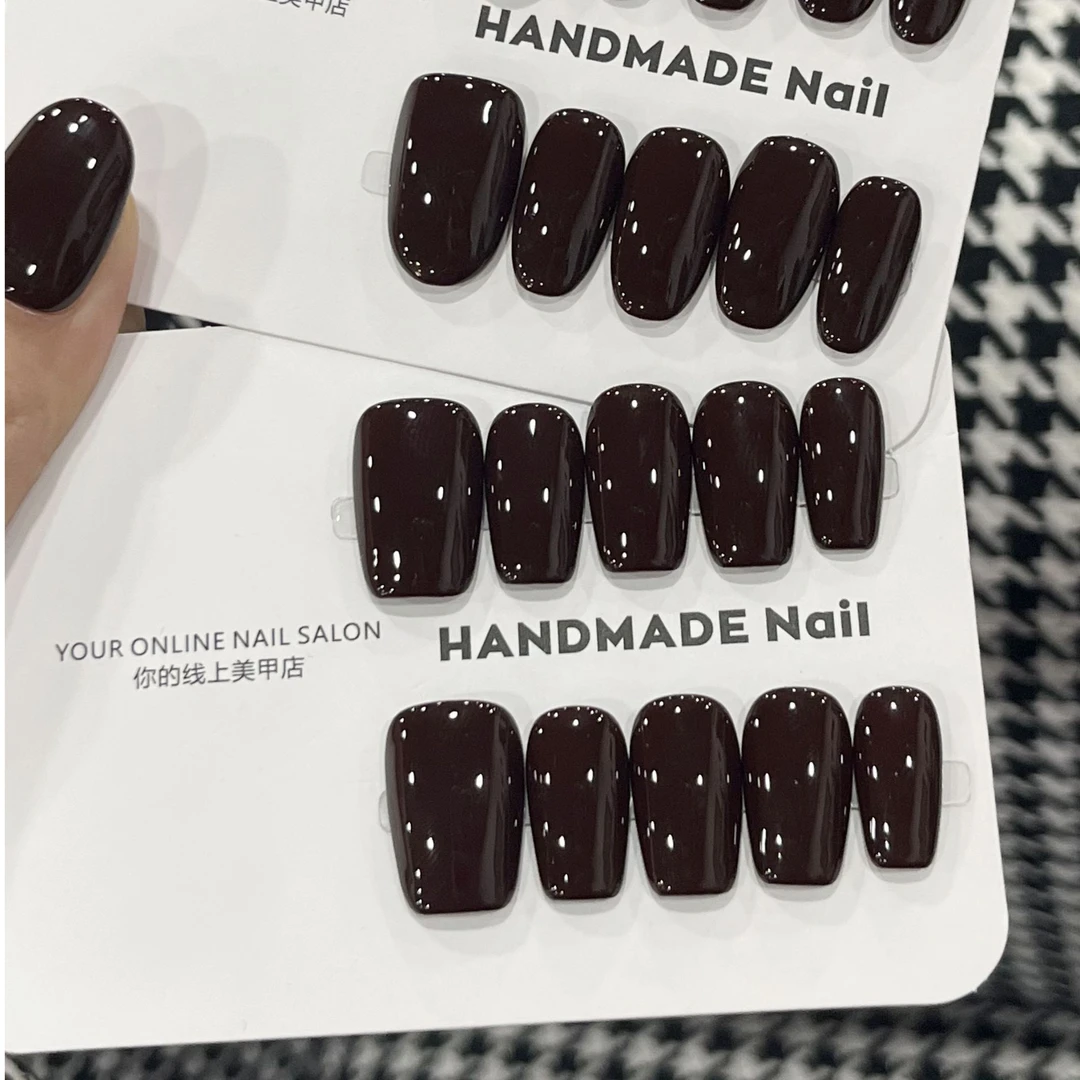 【奶茶家】正车厘子红纯色秋冬显白纯手工穿戴甲定制美甲甲片