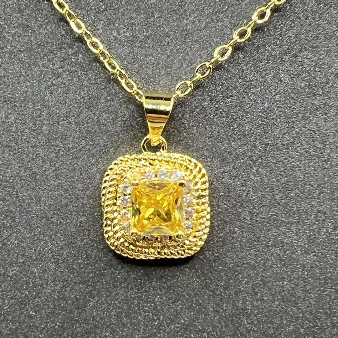 吊坠【黄色】精美豪镶方糖款吊坠KY-0148