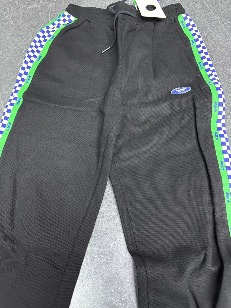 A4-2两色“格纹边”松紧腰直筒裤（1039）