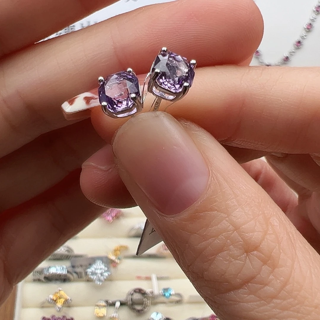 银S925镶嵌石榴石耳饰