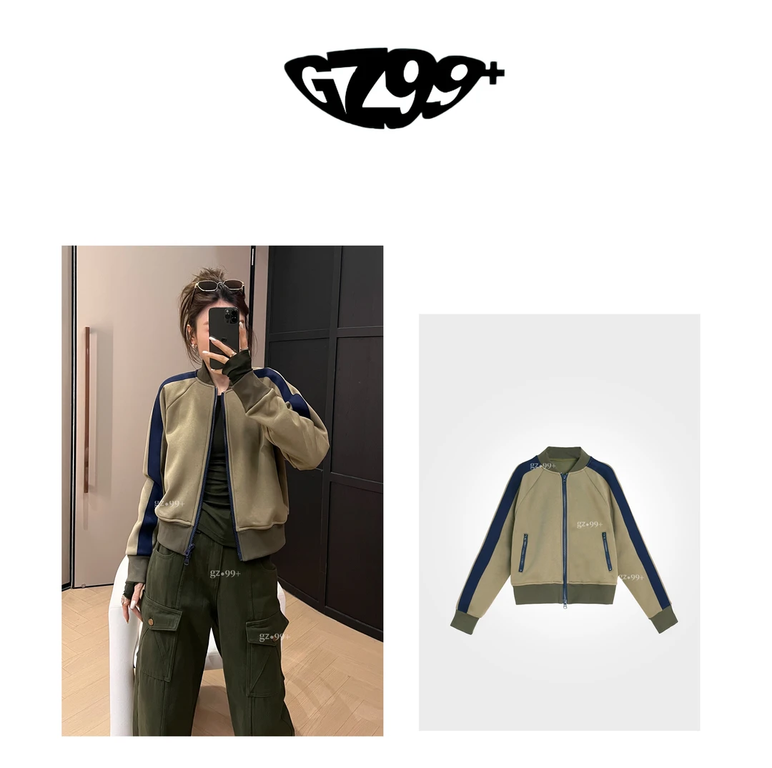 九儿【休闲时光】冬季新款加绒加厚拼色发热绒双拉链外套-T6920