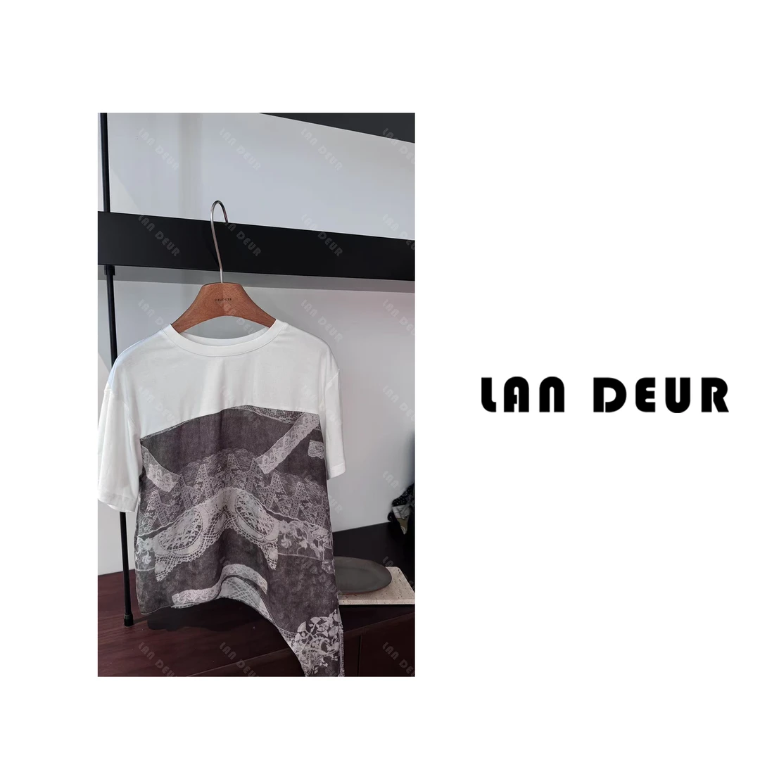 【半岛时报】小众时尚休闲气质夏季印花透气短袖上衣女T恤