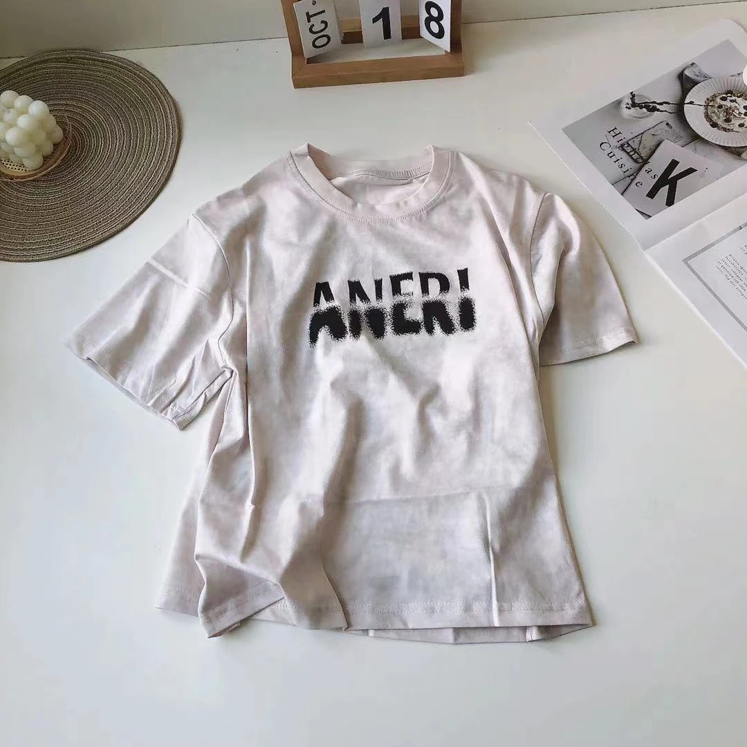 K095小喆儿童夏季短袖T恤晕染A字母726