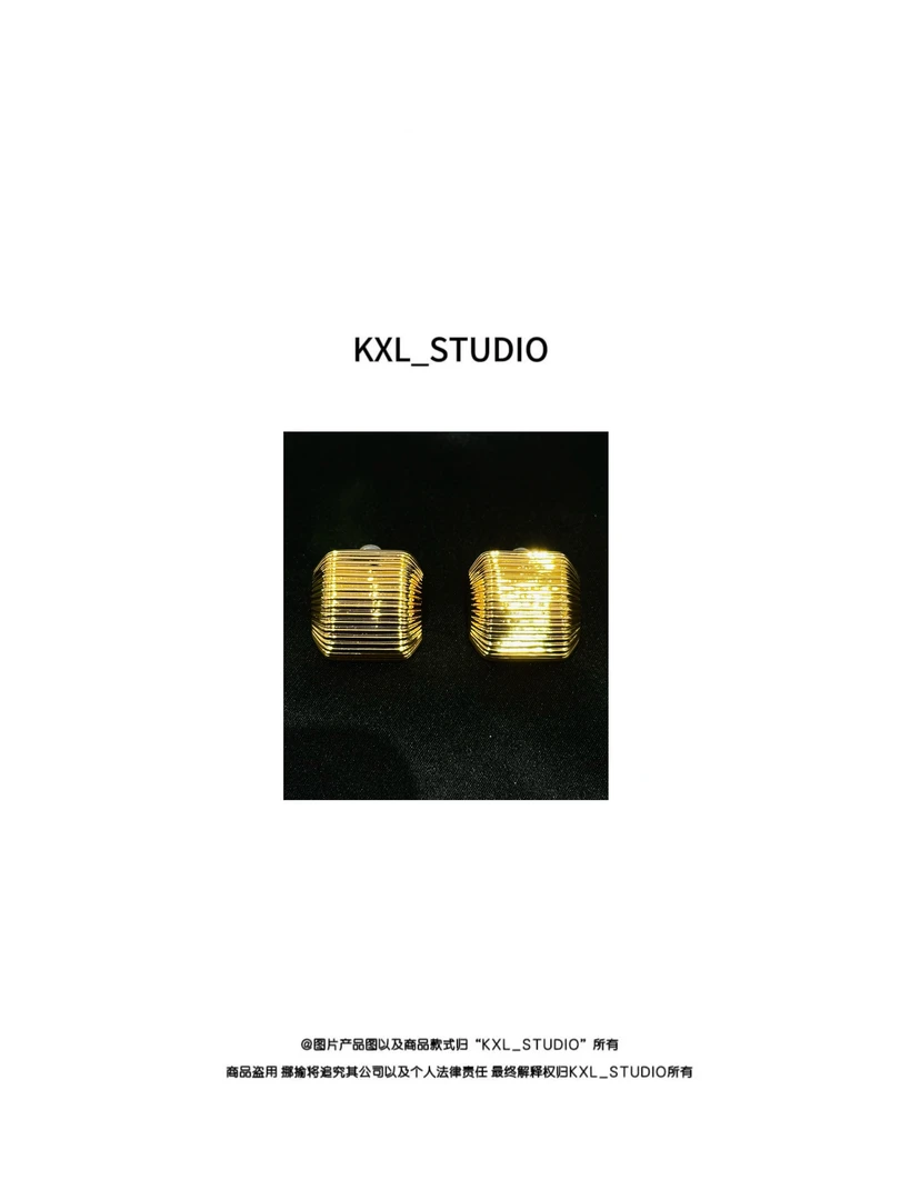 铜合金耳饰 KXL-STUDIO【KELE精选】精美罗纹蚀刻半弧形耳环41289