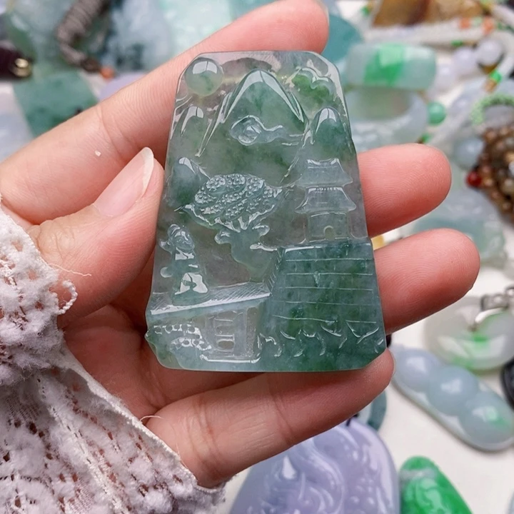 颈饰未镶嵌翡翠开**乐山水