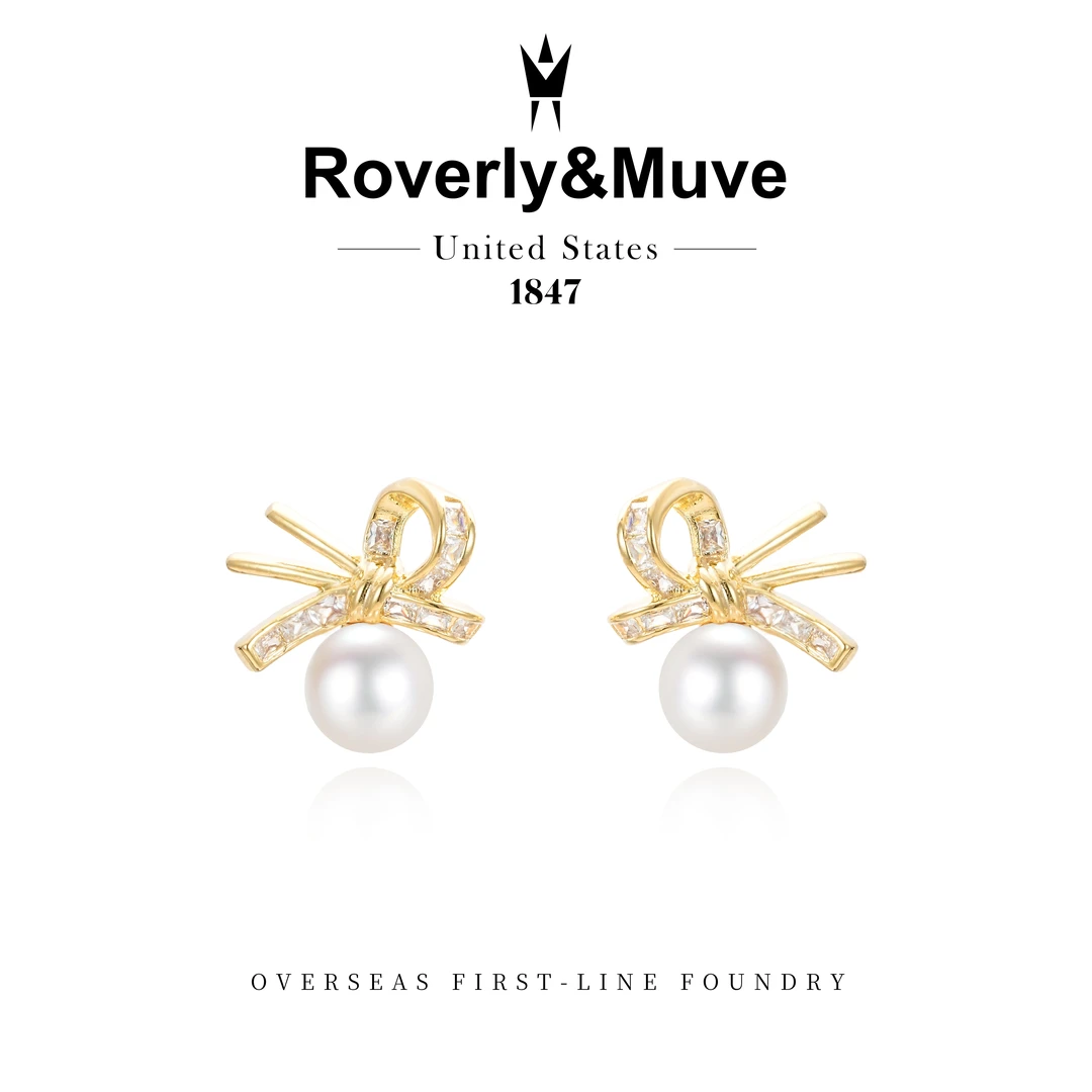 Roverly&Muve★绳结满镶珠珠耳钉 G0058