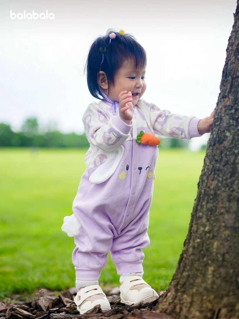 春秋长袖女长爬卡通风哈衣爬服女童婴童秋季新生儿