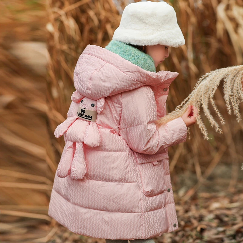女童羽绒服2024新款儿童中长款冬季女孩宝宝加厚中大童装免洗外套