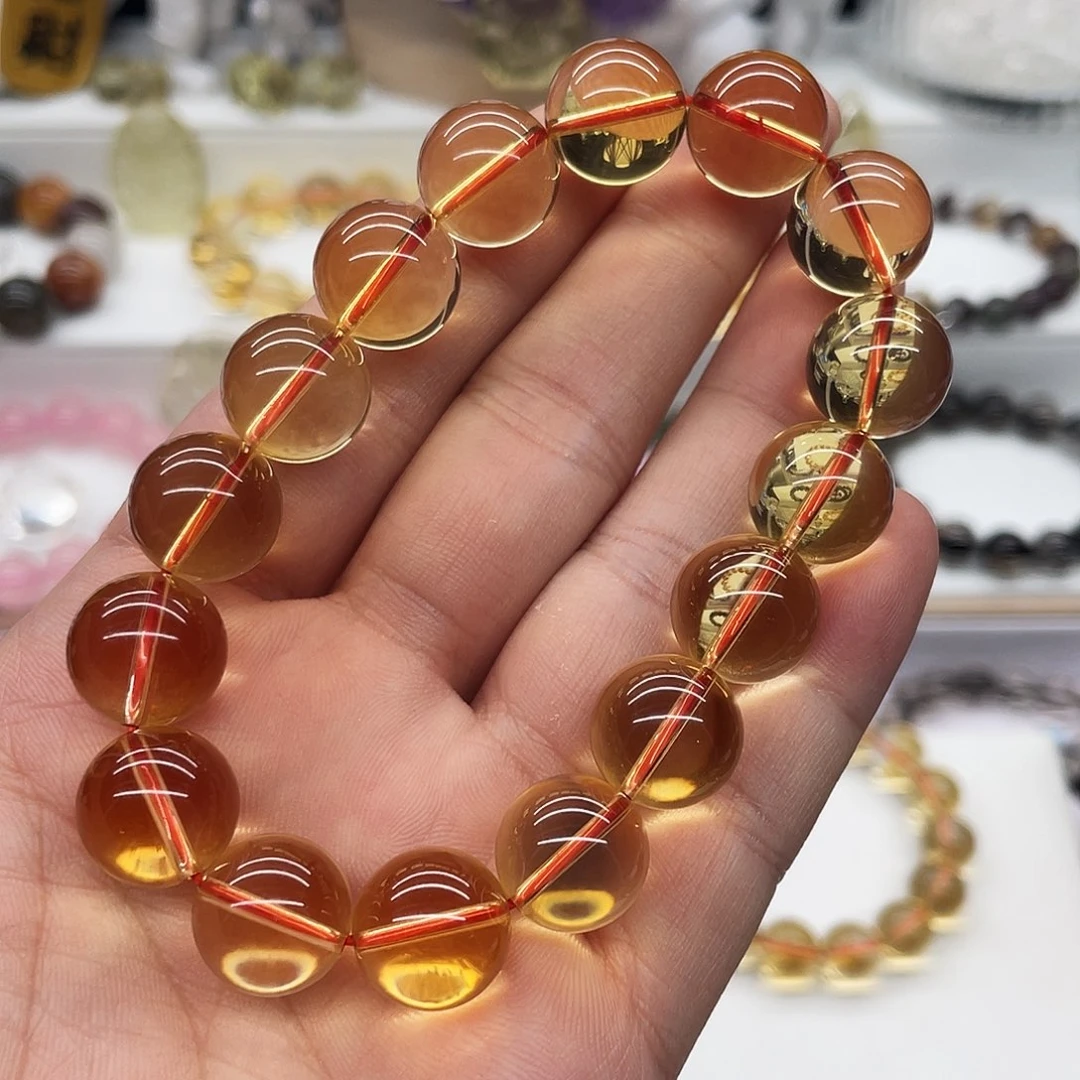 水晶手串未镶嵌纯天然巴西暴力黄手串